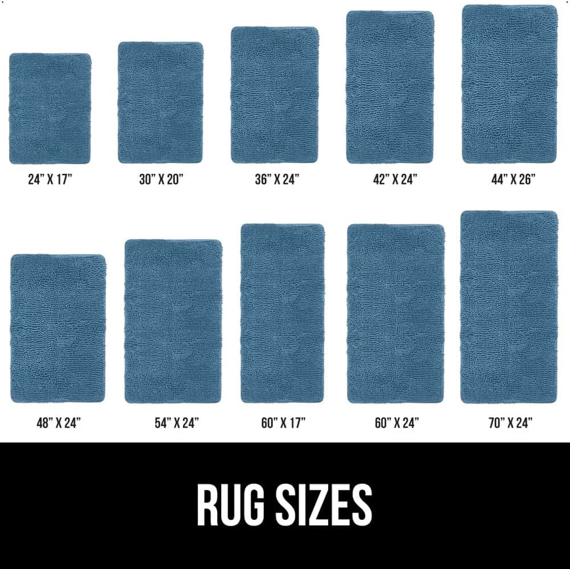 Bath Rug 24x17, Thick Soft Absorbent Chenille, Rubber Backing Quick Dry Microfiber Mats, Machine Washable Rugs for Shower Floor, Bathroom Runner Bathmat Accessories Decor, Blue
