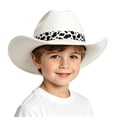 thumbnail image 3 of NOEGOEU Kids Girls Boys Cowboy Hat Wide Brim Cowgirl Hat with Adjustable Strap Party Festival Outdoor (White,3-15 Years), 3 of 8
