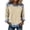 yue866-Beige, variant on Women's Waffle Patchwork Printed Sweatshirts Long Sleeve Splicing Quilted Shirts Crew Neck Comfort Tunic Blouses Purple S