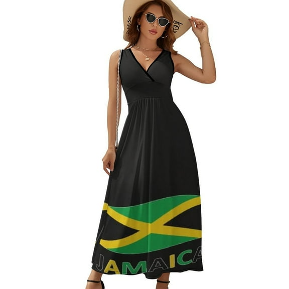 Jamaica Flag Jamaica Logo Dress Fashion Boho Beach Long Dresses Female Party Printed Maxi Dress