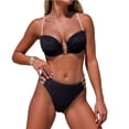 thumbnail image 2 of Womens Bathing Suits, Women's Bikini Swimsuits, 2 Piece Swimsuit for Women, Women's Two Piece Bikini Set With Criss Cross Back Ruched Front and Full Rear Coverage for Beach Vacation, Black L, 2 of 4