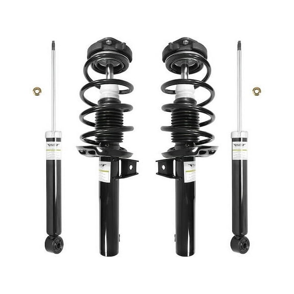 Front and Rear Suspension Strut Coil Spring and Shock Absorber Assembly 4 Piece Kit - Compatible with 2005 - 2018 Volkswagen Jetta (Excludes 50MM Strut Housing and Sport Suspension) (From 04/00/2005)