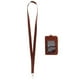 thumbnail image 5 of Tarjetero vertical de piel sintética de doble cara para tarjetas de identificación con nombre comercial y cordón para el cuello. Marrón, 5 of 9