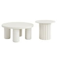 thumbnail image 5 of Harper & Bright Designs White Round Coffee Table Set of 2, Modern Fluted Center Table with End Table for Living Room, 5 of 15