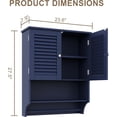 thumbnail image 3 of Bathroom Wall Cabinet with Towels Bar, 23.6" L x7.9 W x27.5 H MDF Material Medicine Cabinet, 2 Doors Over The Toilet Space Saver Storage Cabinet with Large Space, Navy Blue, 3 of 15