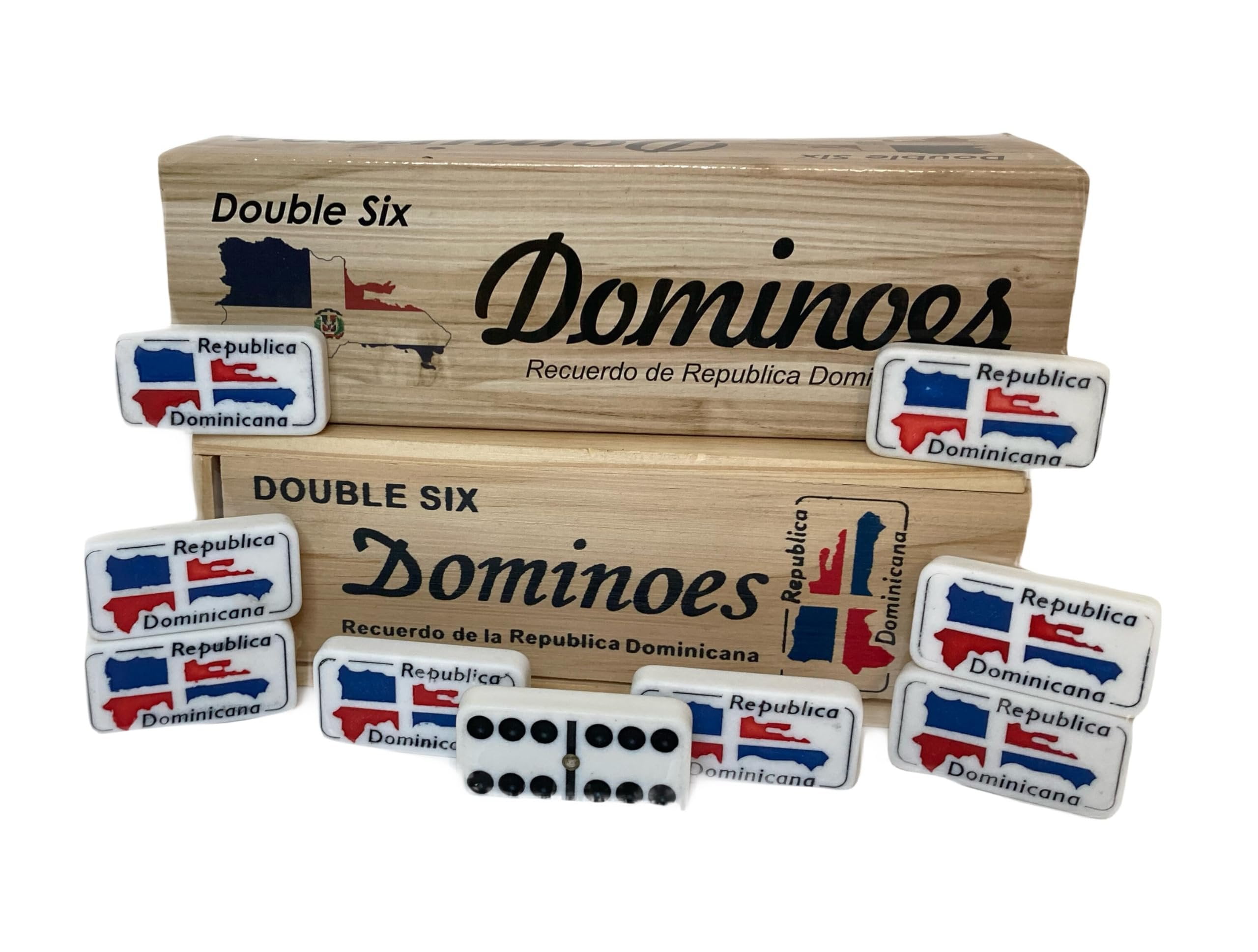 Dominican Republic Country Flag Engraved Dominoes Double Six