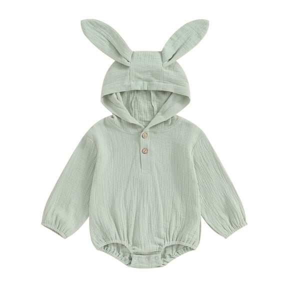 Bagilaanoe Newborn Baby Boys Easter Rompers Long Sleeve Hooded Bodysuits 3M 6M 12M 18M Infant Spring One Piece Jumpsuit