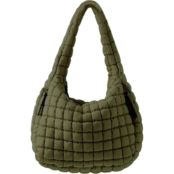 Puffer Quilted Tote Bag for Women Nylon Crossbody Bags Puffy Purse Hobo Large Shoulder Bag Trendy