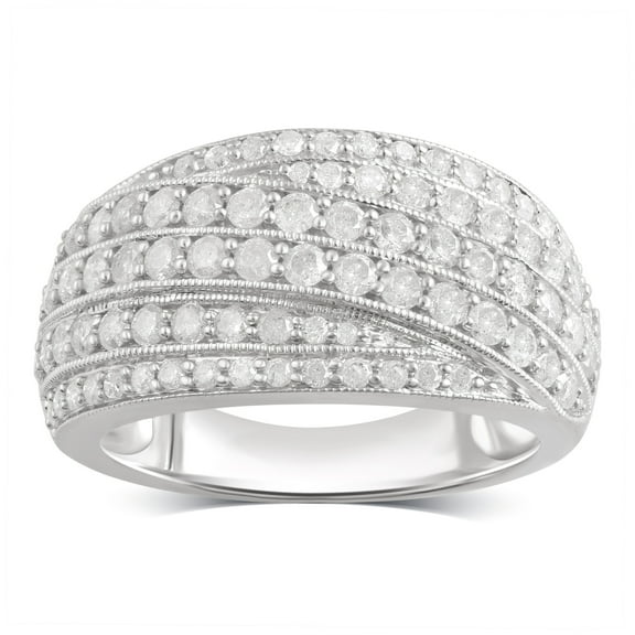 Arista 1 1/4 Ct Diamond White Wave Anniversary Ring in Sterling Silver (I-J, I2-I3)