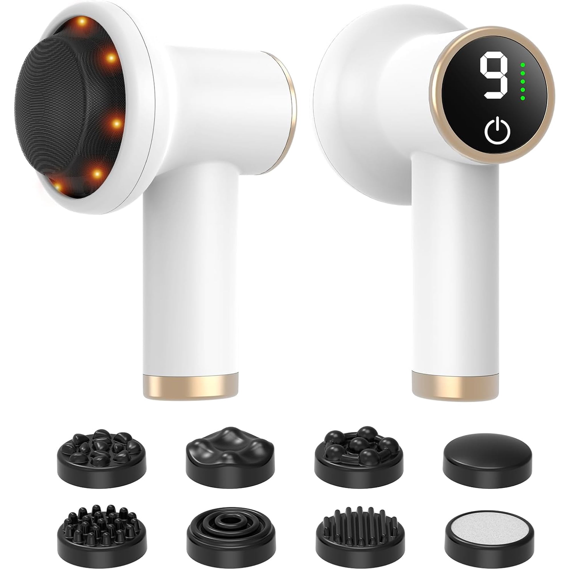 Electric Cellulite Massage Tool - Cordless Body Sculpting Machine with 8 Massage Heads, 9 Modes & 1800mAh Battery | Portable Handheld Massager, Great Gift for Men Women, White