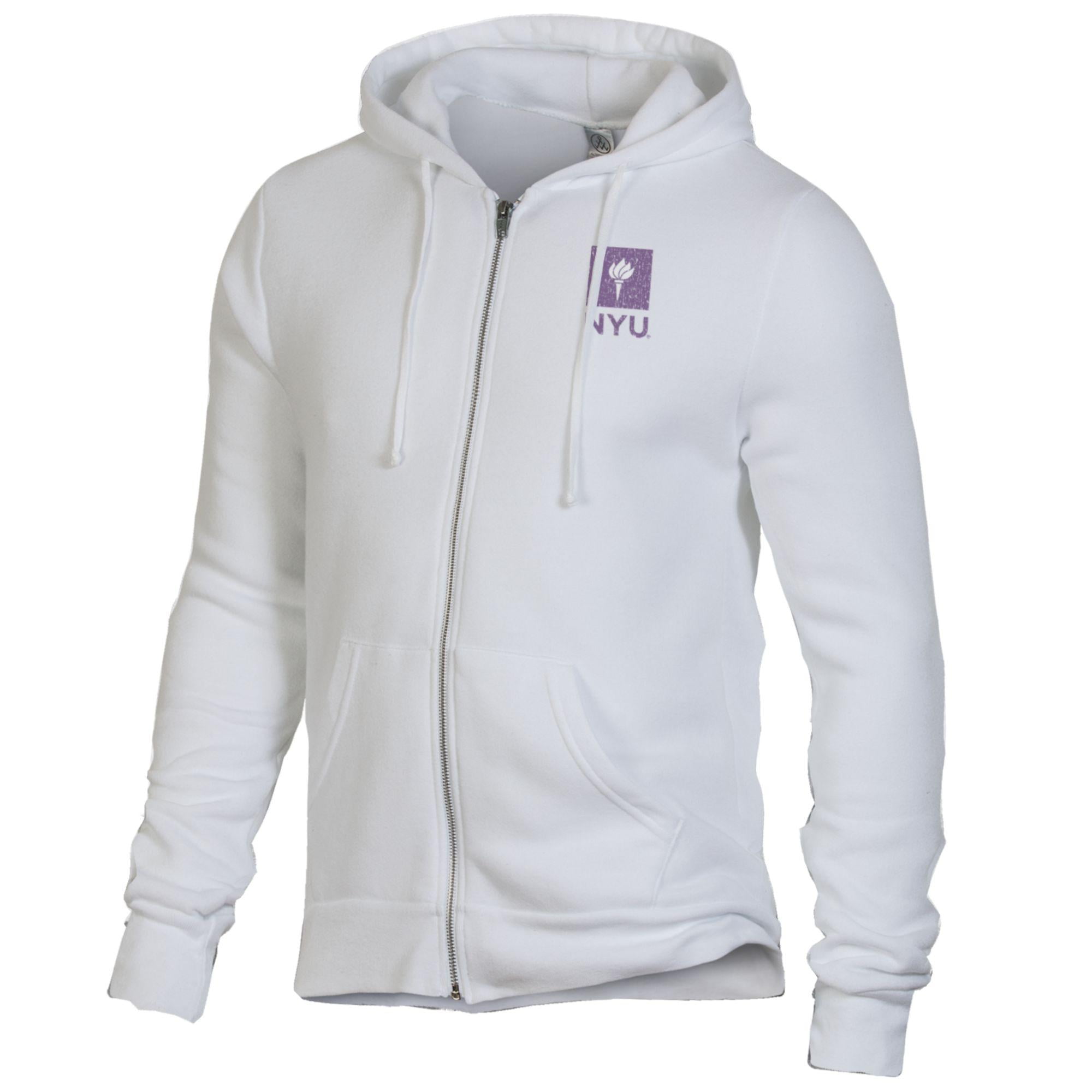 Men's White NYU Violets Rocky Full-Zip Hoodie - Walmart.com