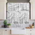 thumbnail image 4 of 3 Piece Kitchen Curtains and Valances Set White Gray Marble Cafe Curtains 24 Inch Length Modern Minimalist Abstract Texture Valance & Tier Curtain for Living Room Bedroom Window 54"x18"+27"x24"*2, 4 of 6