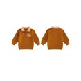thumbnail image 2 of RUINIXCW Toddler Boy Girl Halloween Outfit Infant Baby Girl Boy Fall Winter Sweatshirt Clothes Pumpkin Embroidery Lapel Neck Half Zipper Long Sleeve Pullover Tops, 2 of 9