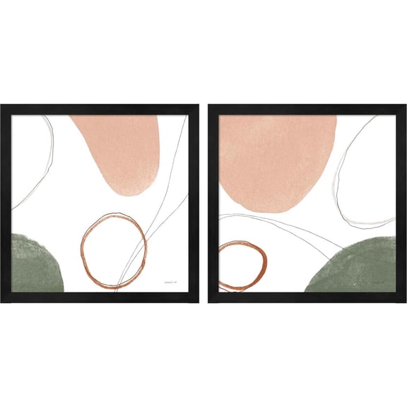 Great Art Now Threads of Motion Warm by Danhui Nai, 2 Piece Framed Art Set Each 13.25"W x 13.25"H