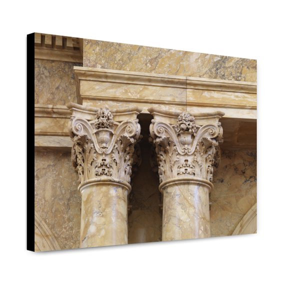 Canvas Print: Main Reading Room. Detail Of Paired Column Capitals. Library Of