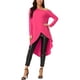 thumbnail image 2 of INSPIRAR CHIC Blusa Casual de Una Sola Manga Larga con Bajo Asimétrico Irregular en Color Rosa Fucsia, 2 of 6