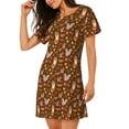 thumbnail image 2 of Naloa Autumn Thanksgiving Print Women Nightgowns,Womens Loungewear,Short Sleeve Sleepwear,Comfy Ladies Nightdress, 2 of 6