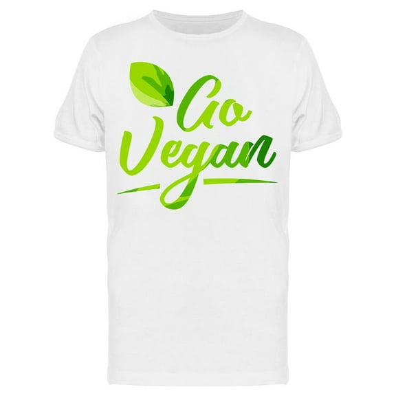 Go Vegan Green Leaf  T-Shirt Men -Image by Shutterstock, Male 3X-Large