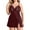 Dark Red, variant on Sexy Plus Size Lingerie For Women Satin Lace Mesh Strap Chemise V Neck Black 3XL