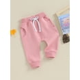 thumbnail image 3 of Bslissey Toddler Baby Girls Solid Color Pants Infant Girls Elastic Waist Loose Trousers Casual Jogger Sweatpants Daily Clothes 6M 12M 18M 24M 3T, 3 of 8
