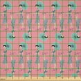 thumbnail image 2 of Ambesonne Modern Fabric by the Yard Microfiber, Girl Holds Umbrella Hipster, 3 Yards, Pale Pink and Turquoise, 2 of 2