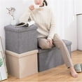 thumbnail image 5 of Ottoman Storage Ottoman Cube 12" L Linen Footrest Footstools Mrmosy Folding Storage Box Gray, 5 of 9