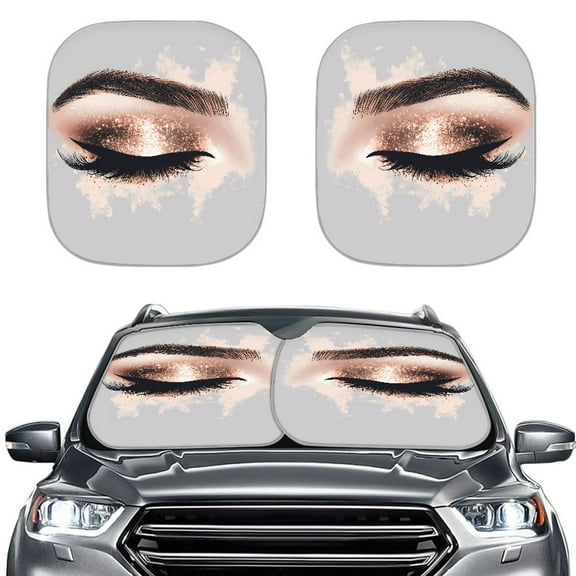 Yuyamidu Eye Lash Car Sun Shade for Most Auto SUV Truck Van Novelty Windshield Sunshade Keep Vehicle Cool 2 Pieces Fashion Window Shades for Car Accessories