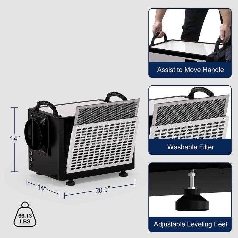 125 pt. 7,000 sq. ft. Bucketless Commercial Dehumidifier in White with Auto Defrost