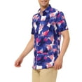 thumbnail image 4 of Lars Amadeus Men's Printed Button Down Short Sleeves Hawaiian Color Block Shirts, 4 of 6