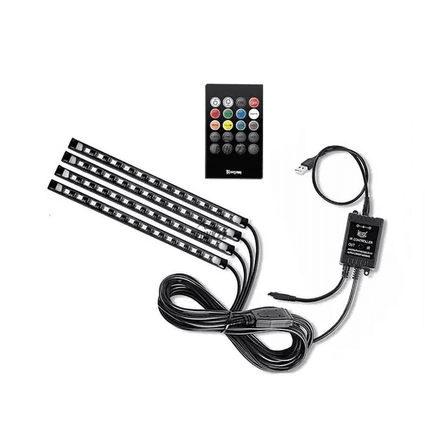 Tiras 48 Led Bloosom Rgb Interior Control Remoto Luz Para Auto Usb Negro