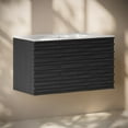 thumbnail image 3 of Cascade 36" Wall-Mounted Bathroom Vanity in Black Oak with 3-Hole Widespread Sink Top, 3 of 6