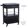 thumbnail image 3 of Linon Mitchell Wood Granite Top Rolling Kitchen Cart Ample Storage in Black, 3 of 18