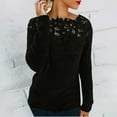 thumbnail image 2 of Sweaters For Women Floral Lace Patchwork Crewneck Knit Pullover Sweater Long Sleeve Casual Solid Color Top L Womens Sweaters, 2 of 6