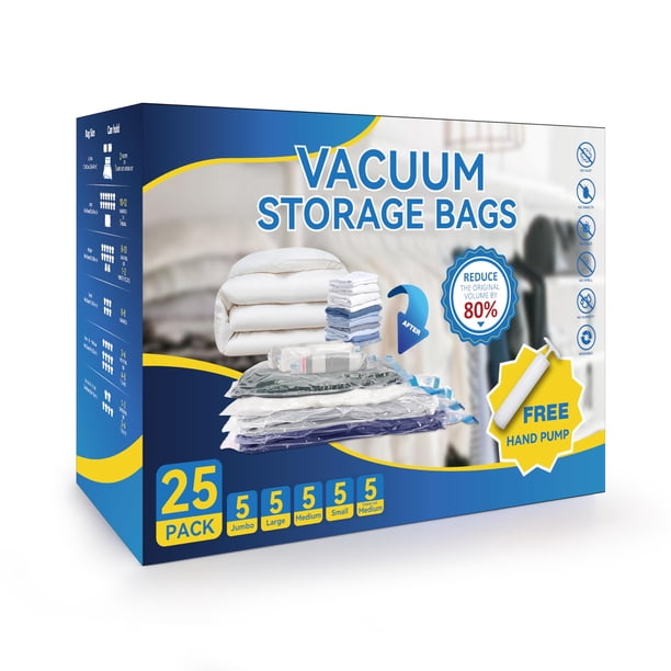 Bolsas de almacenamiento al vacío Simple Deluxe, paquete de 25 con bomba manual