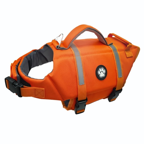Pet Dog Cat Life Jacket High Visibility Adjustable Flotation Safety Vest for Swimming Boating, Summer Outdoor Water Sport All Breeds Orange XS