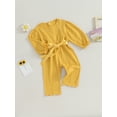 thumbnail image 3 of Bagilaanoe Newborn Baby Girl Fall Jumpsuit Textured Long Sleeve Bodysuit with Belt 3M 6M 9M 12M 18M Infant Fall One Piece Romper, 3 of 8