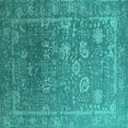thumbnail image 1 of Ahgly Company Indoor Square Oriental Turquoise Blue Industrial Area Rugs, 6' Square, 1 of 4