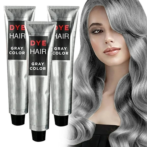 Easter Hair Dye - 3Pcs Gray Hair Dye Hair Color Super Gray Dye Hair Unisex Diy Fashion Gray Color Long Lasting Easy to Use A Dye Cares for Your Hair, Easter Makeup Hair Coloring Products,