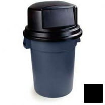 44 & 55 gal Bronco Round Trash Can Dome Lid with Hinged Door - Black