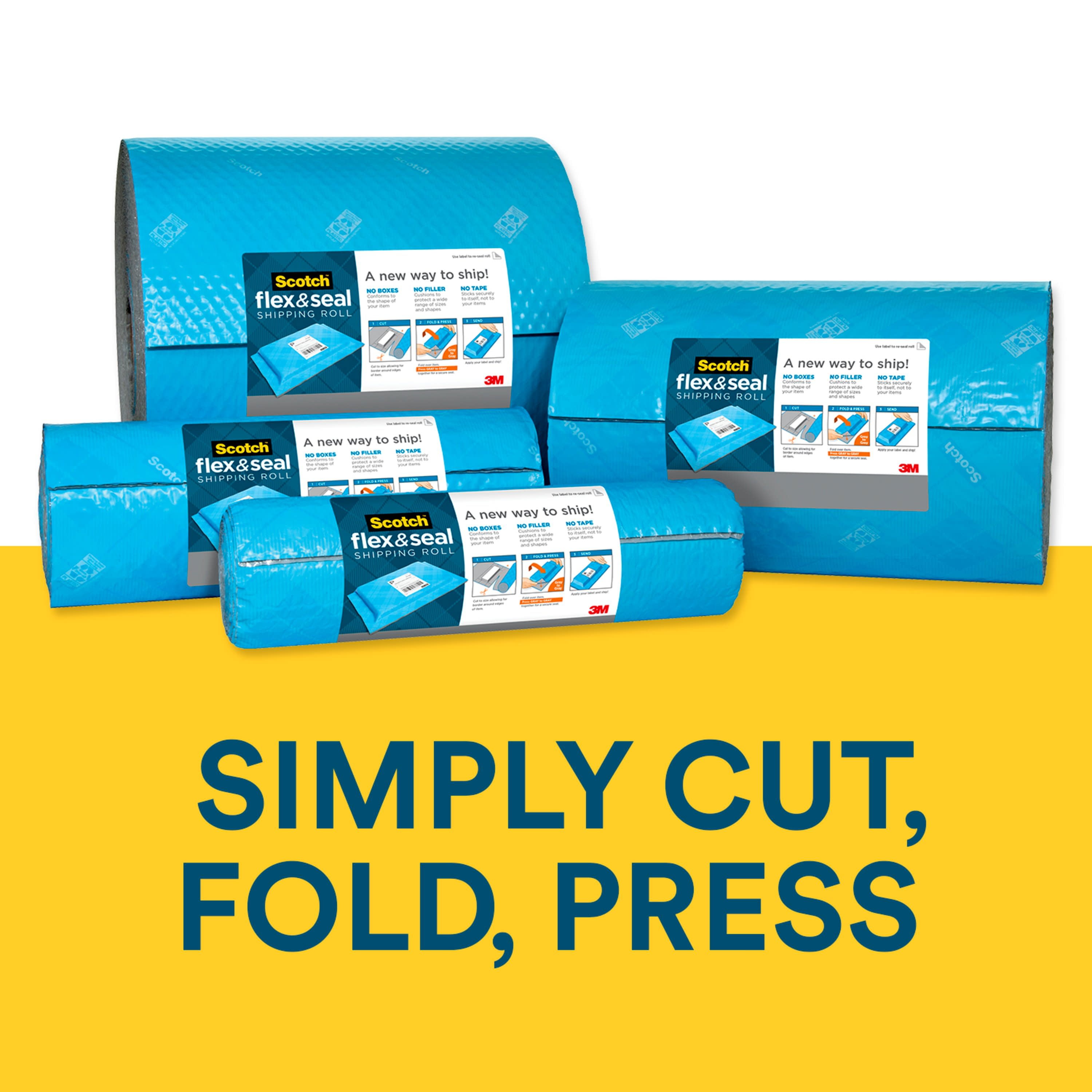 As Easy as Cut Press to Securely Seal Packages 2 Pack Easy Packaging Alternative to Shipping Bags Fold Scotch Flex and Seal Shipping Roll 50 ft x 15 in 