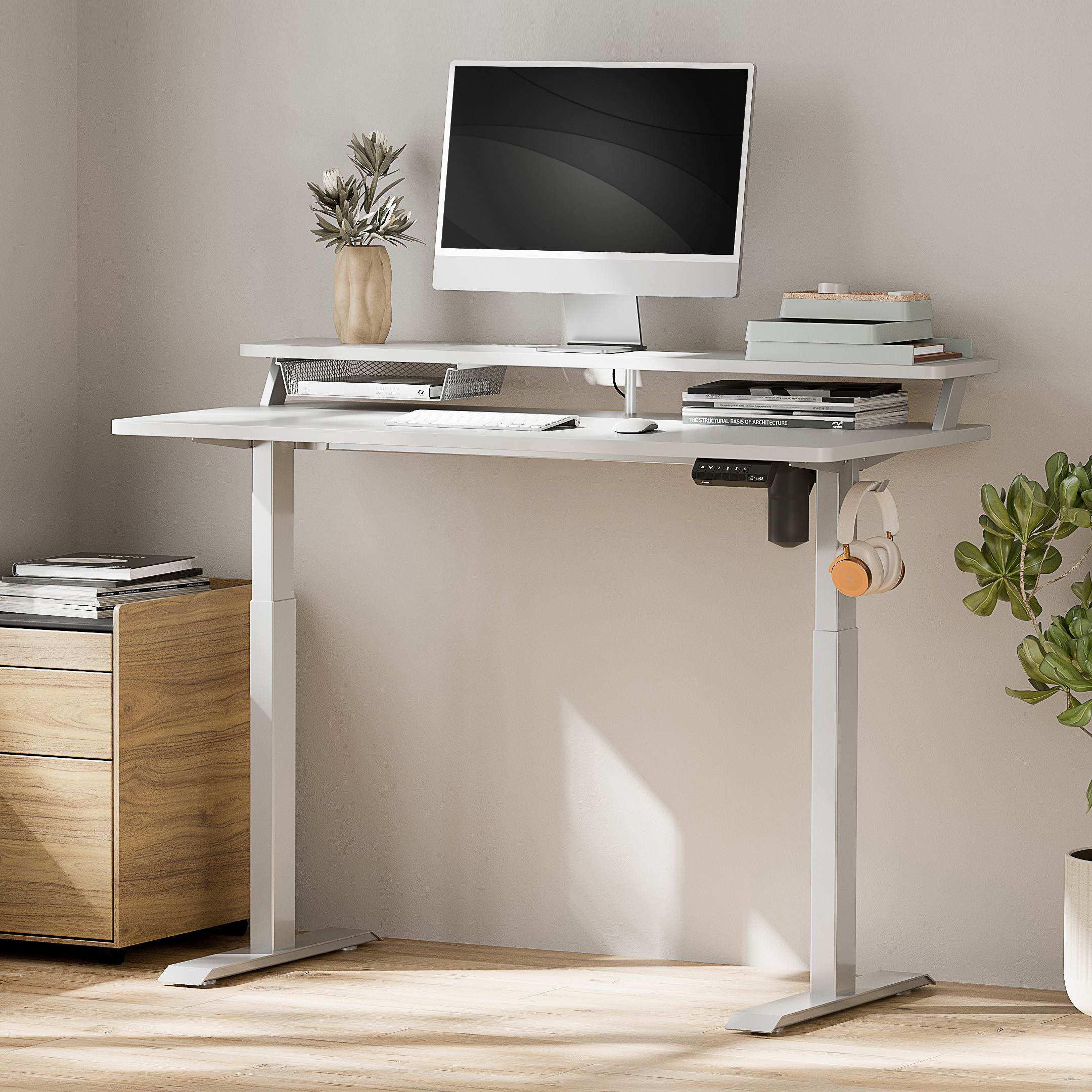 Fenge 2 Tier Electric Standing Desk Height Adjustable Stand up Desk