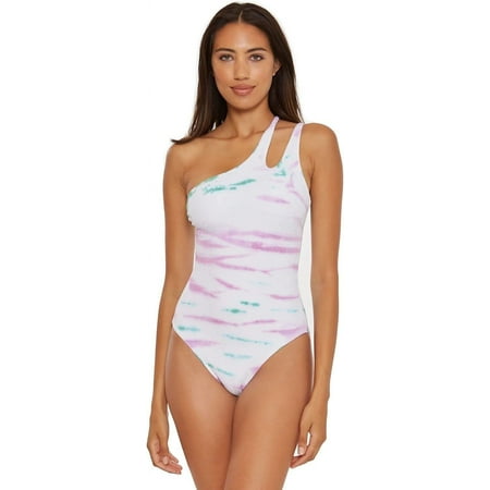 Becca by Rebecca Virtue ORCHID/JASPER One-Shoulder One-Piece Swimsuit, US Large