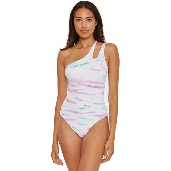 Becca by Rebecca Virtue ORCHID/JASPER One-Shoulder One-Piece Swimsuit, US Large