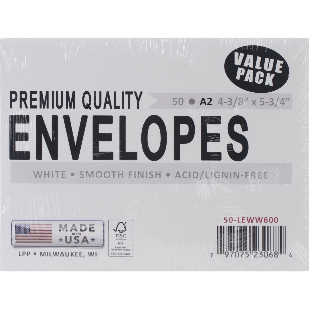 Leader Paper Products A2 Envelopes, 4.375' x 5.75', 50/Pkg