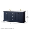 thumbnail image 7 of Wyndham Collection 72" Light-Vein Wood Double Bathroom Vanity in Blue/Gold, 7 of 7