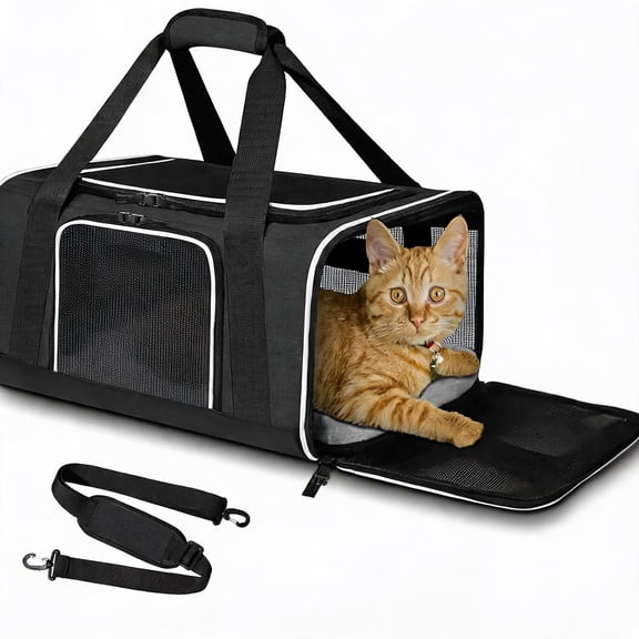 Small Pet Carrier 17.0" L x 11.0" W x 9.5" H Airline Approved Black