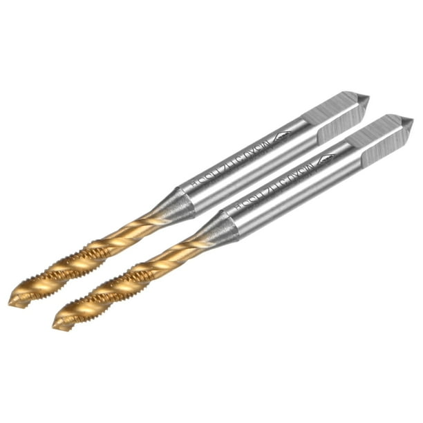 Uxcell 2-Pack M3x0.5mm Métrico Grifo de Rosca de Flute Espiral, Herramienta de Rosca de Mano Derecha Recubierta de Titanio HSS