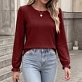 thumbnail image 2 of Cilsoka Womens Long Sleeve Shirts Fall 2026 Crew Neck Dressy Casual Blouses Eyelet Tunic Tops Fashion Outfits Clothes, 2 of 5