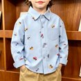 thumbnail image 2 of felwors Toddlers Baby Boys Lapel Long Sleeves Cotton Button Down Lapel Shirts Girls T-Shirts Kids Tops Graphic Car Print Tee (Blue,1-2 Years), 2 of 7