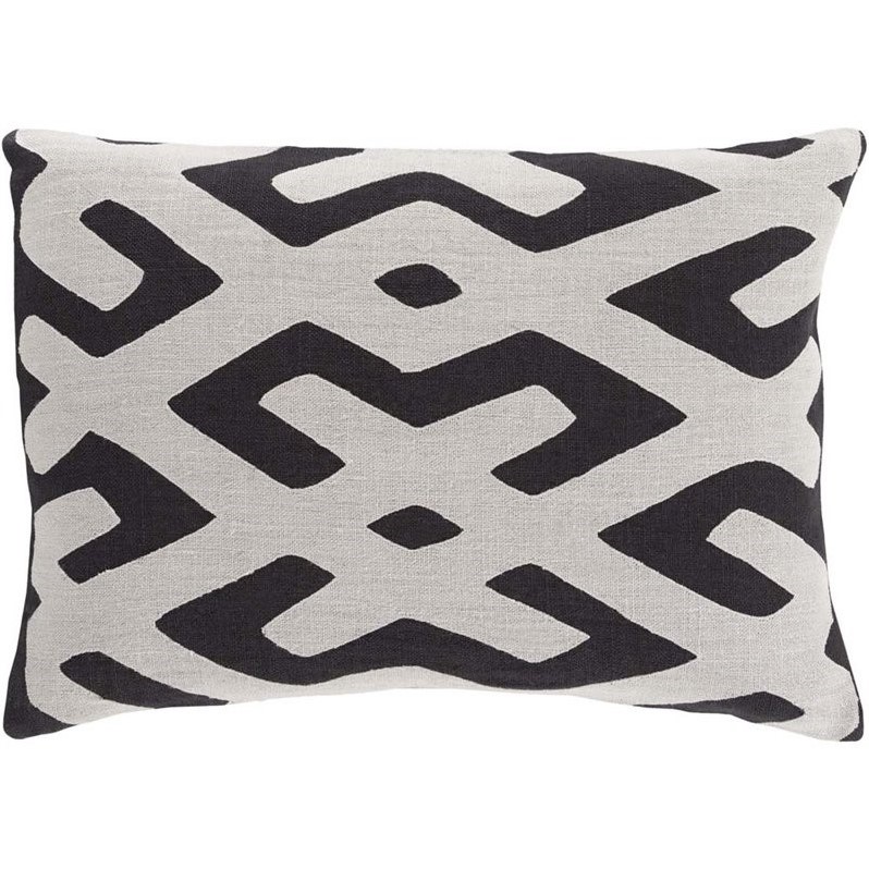 Surya Nairobi Down Fill 13" x 19" Pillow in Black and Gray